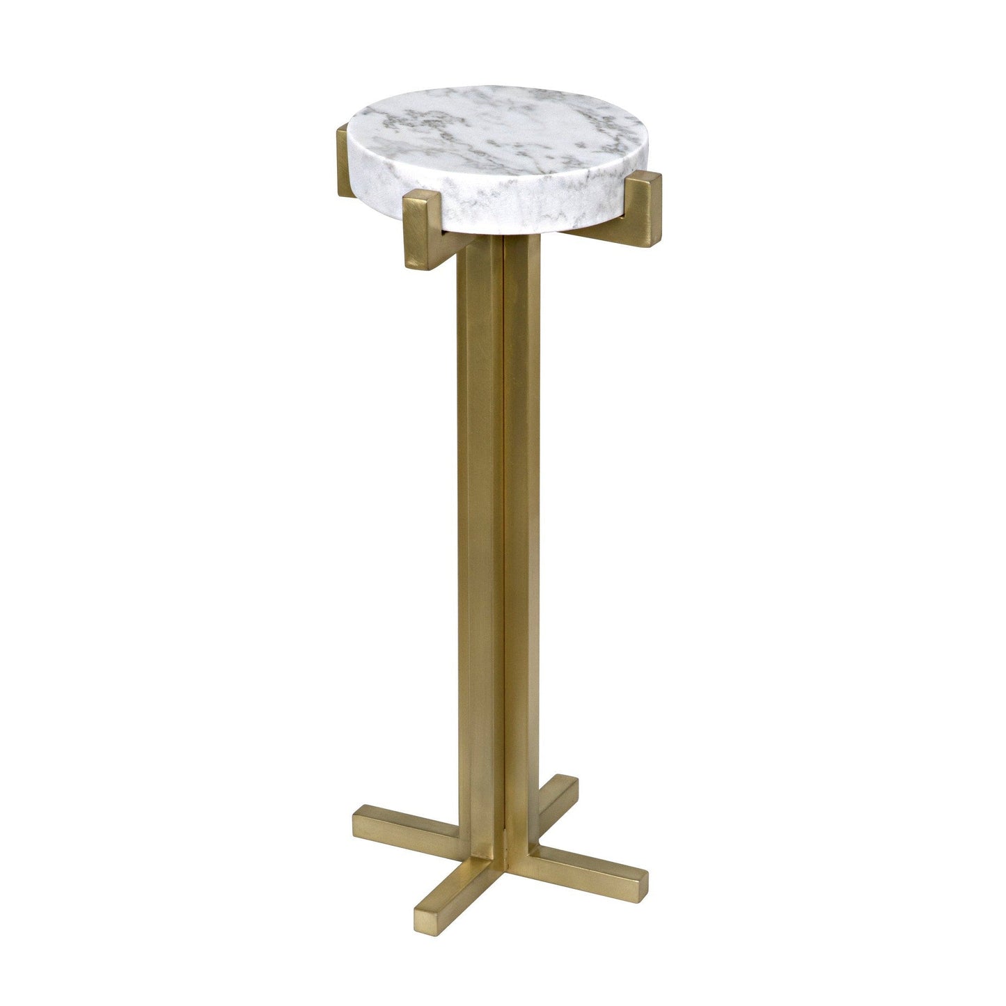 Sardo Steel and Marble Round Side Table-Side Tables-Noir-Sideboards and Things