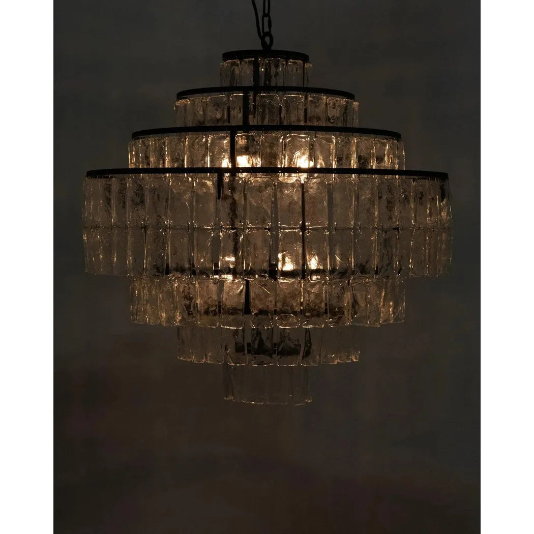 Satellite Black Steel and Glass Chandelier