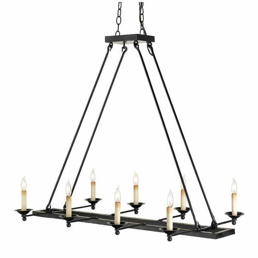 Satin Black Houndslow Rectangular Chandelier Chandeliers Sideboards and Things By Currey & Co