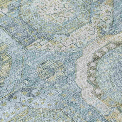 LOOMLAN Rugs Savarna Blue Washable Indoor-Outdoor Rug