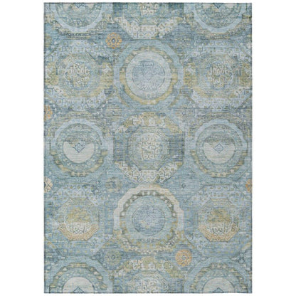 LOOMLAN Rugs Savarna Blue Washable Indoor-Outdoor Rug