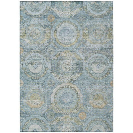 LOOMLAN Rugs Savarna Blue Washable Indoor-Outdoor Rug