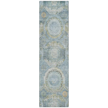 LOOMLAN Rugs Savarna Blue Washable Indoor-Outdoor Rug