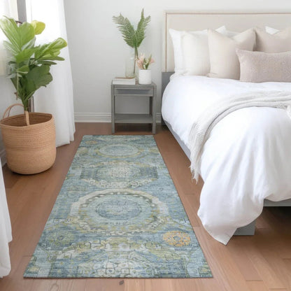LOOMLAN Rugs Savarna Blue Washable Indoor-Outdoor Rug