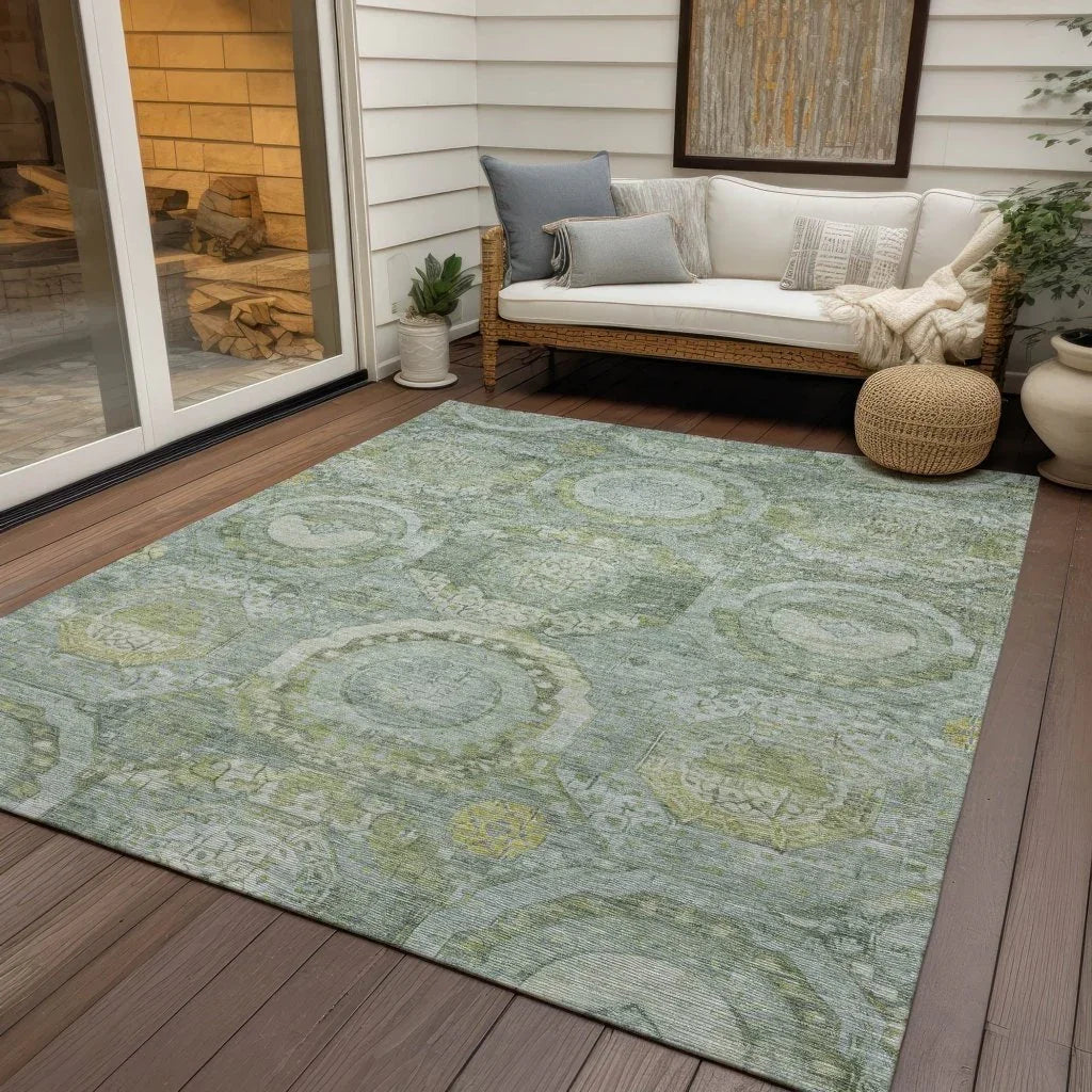 LOOMLAN Rugs Savarna Green Washable Indoor-Outdoor Rug