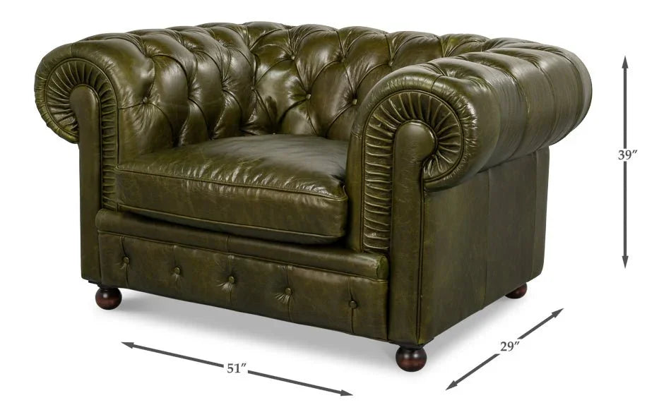 Sarreid Savile Top Grain Leather Chair