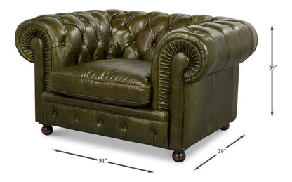 Sarreid Savile Top Grain Leather Chair