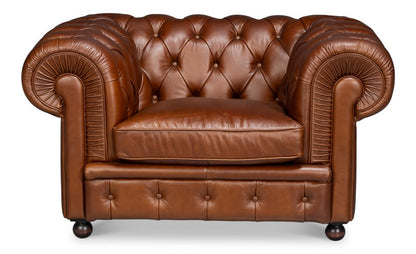 Sarreid Savile Top Grain Leather Chair