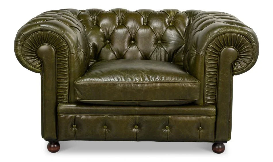 Sarreid Savile Top Grain Leather Chair