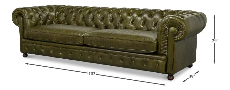 Sarreid Savile Top Grain Leather Sofa