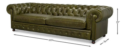 Sarreid Savile Top Grain Leather Sofa