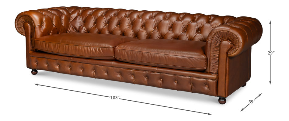 Sarreid Savile Top Grain Leather Sofa