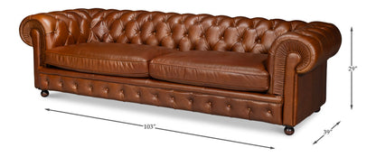 Sarreid Savile Top Grain Leather Sofa