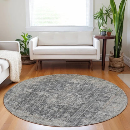 LOOMLAN Rugs Scarlune Gray Washable Indoor-Outdoor Rug