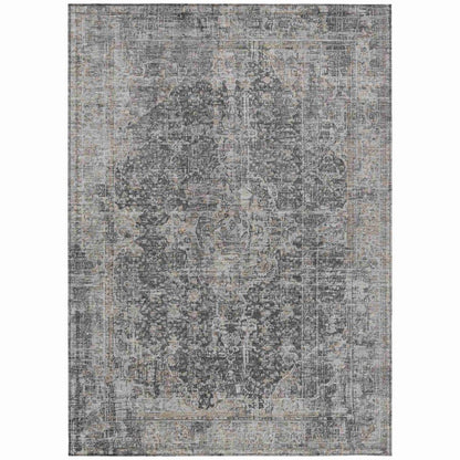 LOOMLAN Rugs Scarlune Gray Washable Indoor-Outdoor Rug