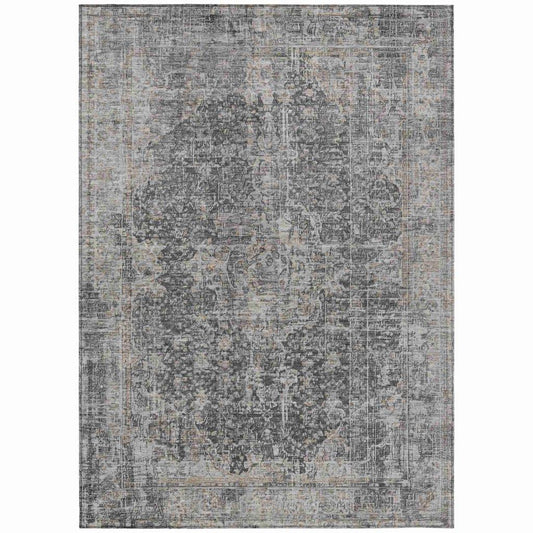 LOOMLAN Rugs Scarlune Gray Washable Indoor-Outdoor Rug
