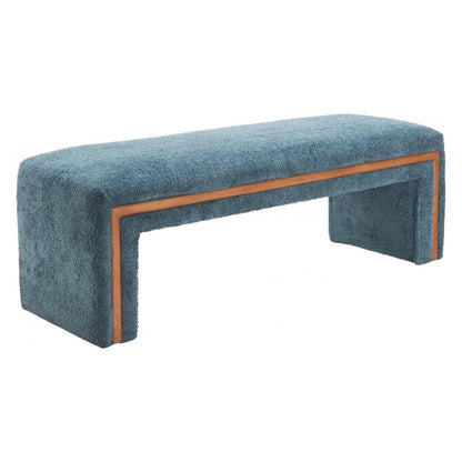 Zuo Modern Scatola Blue Shearling Fabric Bedroom Bench