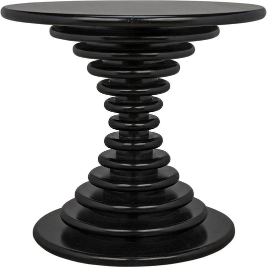 Noir Scheiben Wood Black Round Side Table