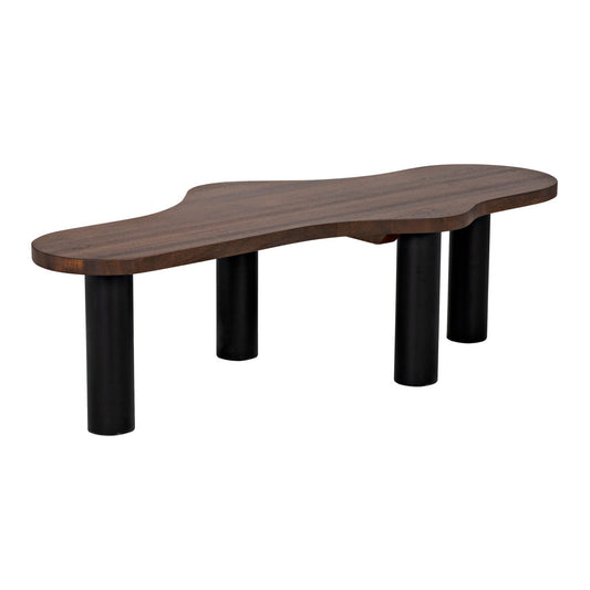 Schulz Coffee Table, Dark Walnut with Black Steel Base-Coffee Tables-Noir-Sideboards and Things