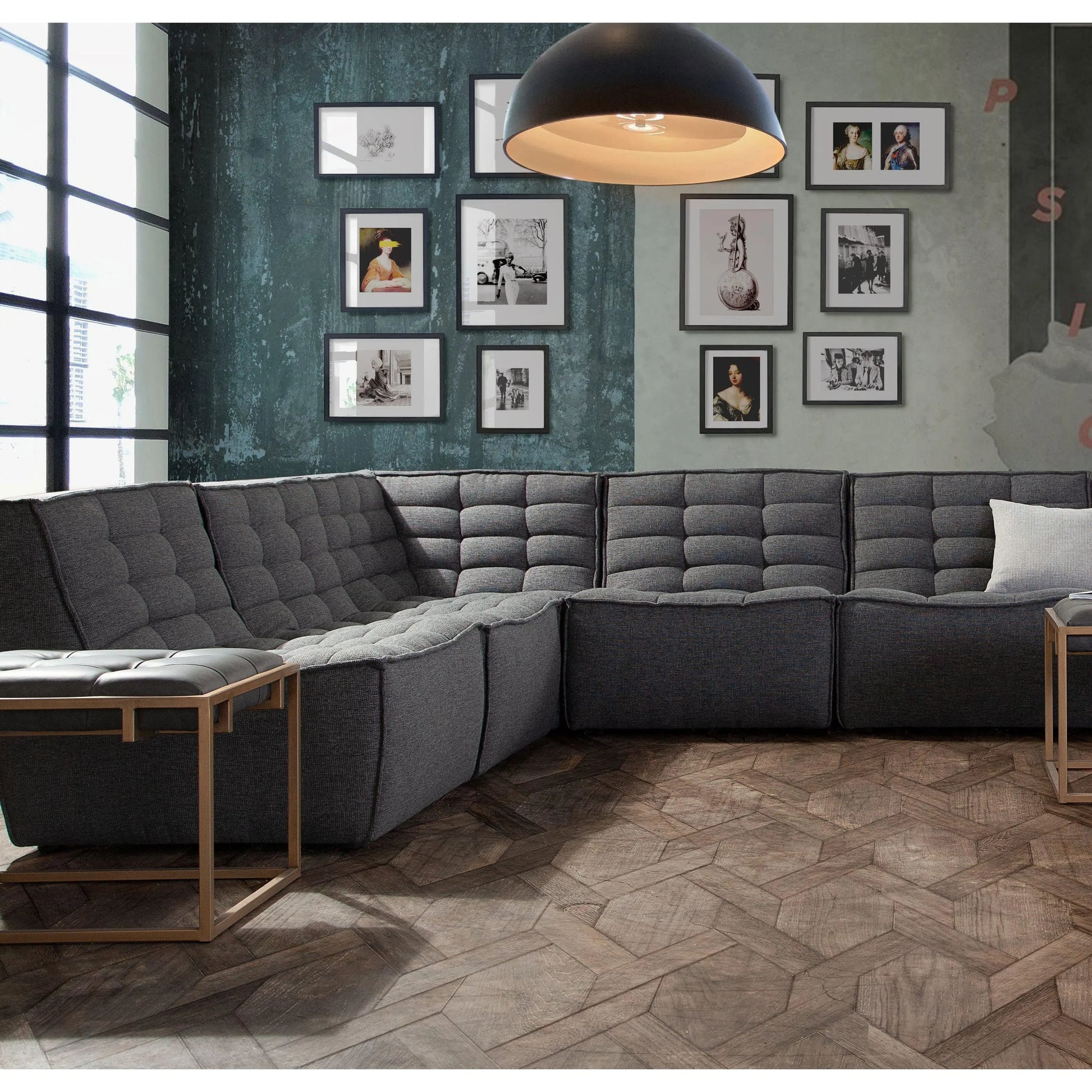 Scooped Seat Armless Chair in Grey Fabric Modular Components Sideboards and Things  By Diamond Sofa