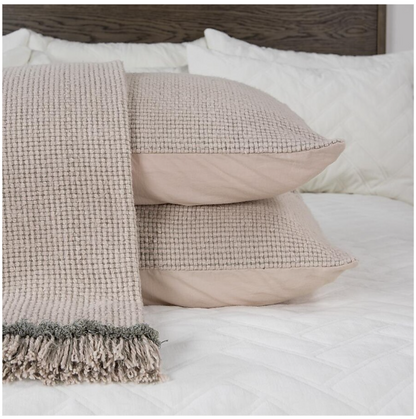 Aria Pink Blush Cotton Throw Blanket Set For Bed Shams