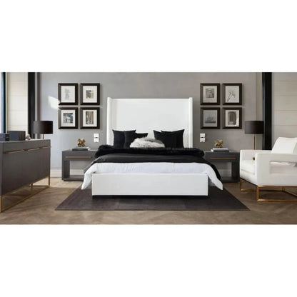 Diamond Sofa Seattle White Linen Queen Bed Frame