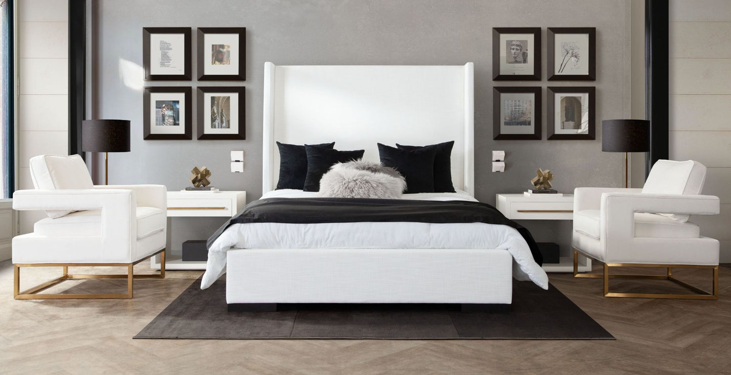 Diamond Sofa Seattle White Performance Fabric Bed with Mattress Platform