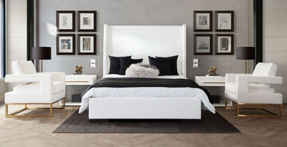Diamond Sofa Seattle White Performance Fabric Bed with Mattress Platform