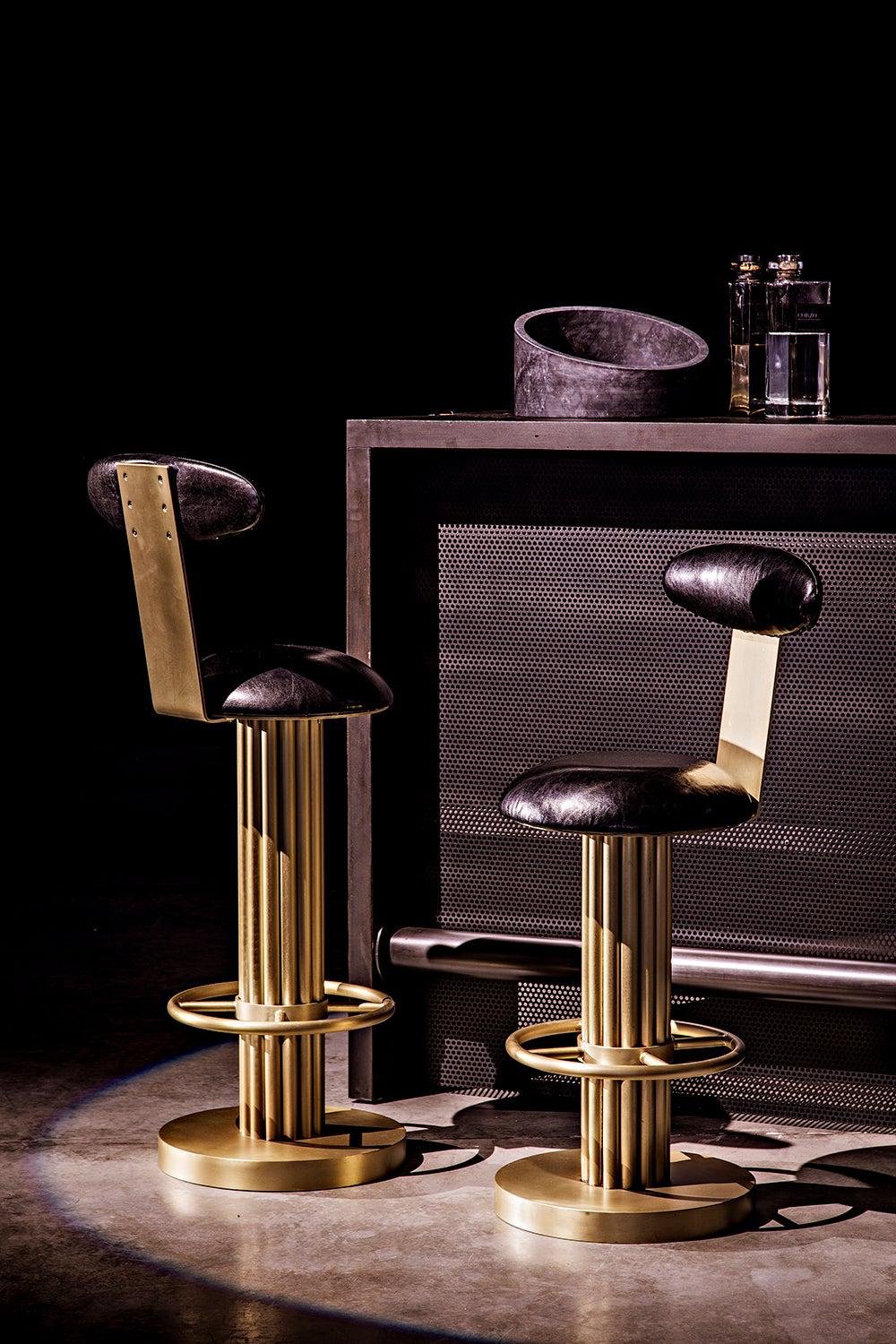 Sedes Steel Counter Stool with Brass Finish-Counter Stools-Noir-Sideboards and Things