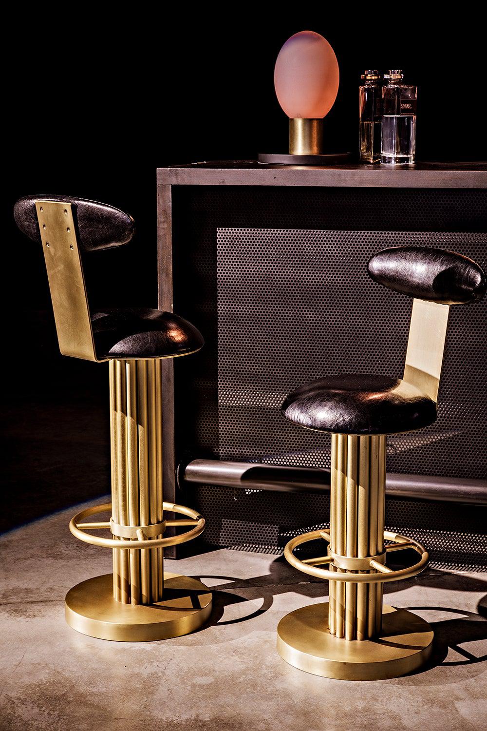 Sedes Steel Counter Stool with Brass Finish-Counter Stools-Noir-Sideboards and Things