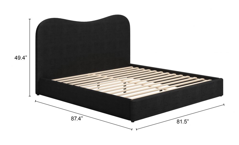 Zuo Modern Sele Black Velvet Modern Bed