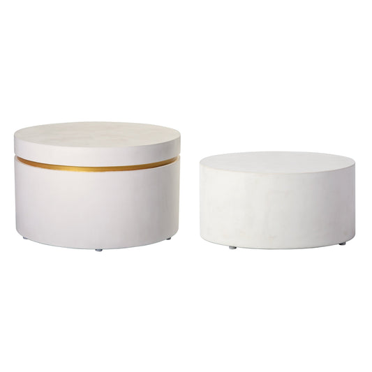 Serendipity Ring Accent Table Set - Ivory White Outdoor End Tables-Outdoor Side Tables-Seasonal Living-Sideboards and Things