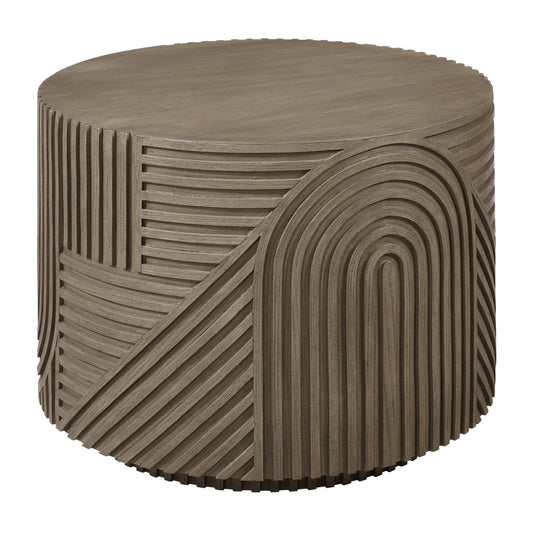 Serenity Textured Round Drum Table - Brown Outdoor Accent Table-Outdoor Side Tables-Seasonal Living-Sideboards and Things