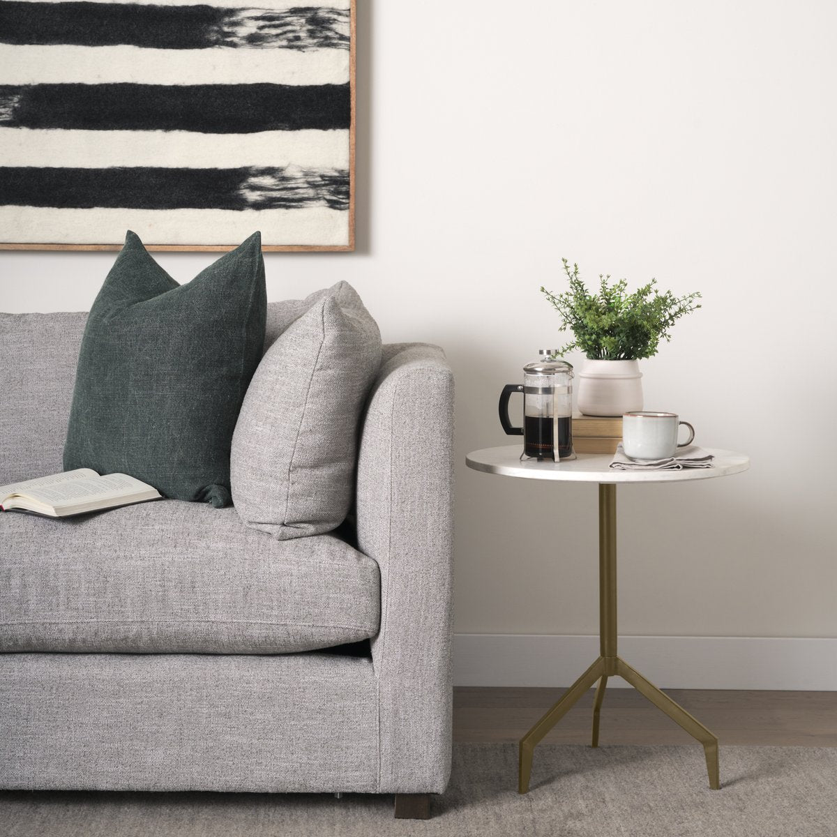 Mercana Serre White Marble Top Round End Table