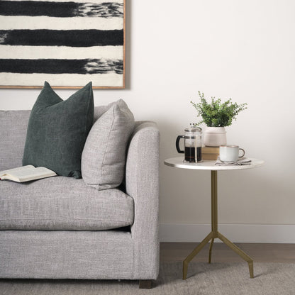 Mercana Serre White Marble Top Round End Table