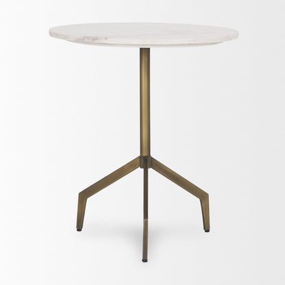 Mercana Serre White Marble Top Round End Table