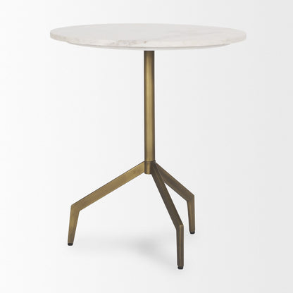 Mercana Serre White Marble Top Round End Table