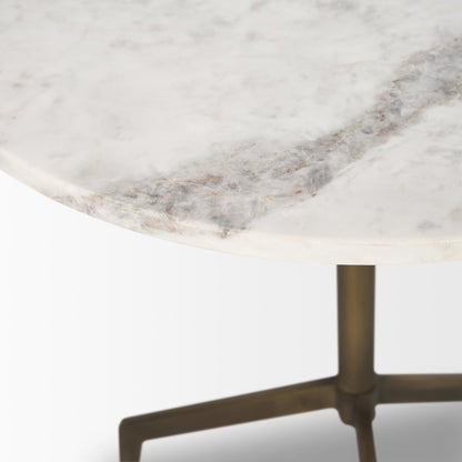 Mercana Serre White Marble Top Round End Table