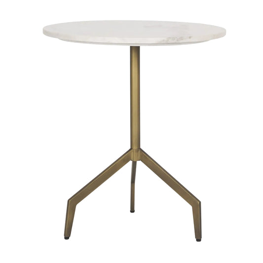 Mercana Serre White Marble Top Round End Table
