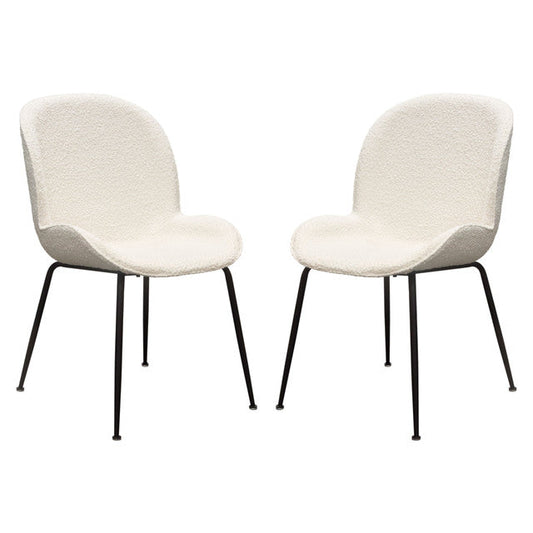 Session 2-Pack Dining Chair in Ivory Boucle-Dining Chairs-Diamond Sofa-Sideboards and Things 