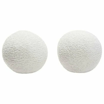 Set of 2 10" Round Accent Pillows in White Faux Throw Pillows Sideboards and Things  By Diamond Sofa