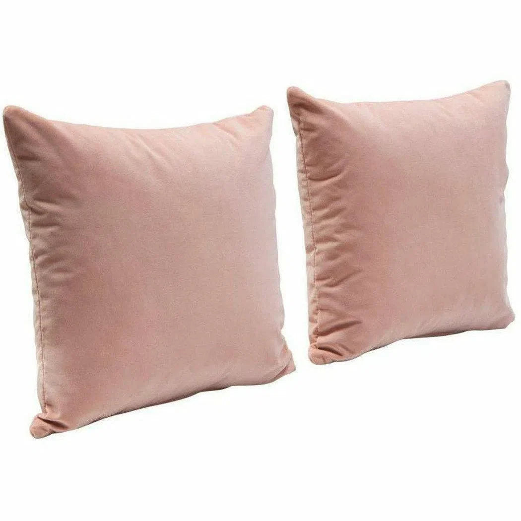 Set of 2 16" Square Accent Pillows in Blush Pink Velvet Throw Pillows Sideboards and Things  By Diamond Sofa