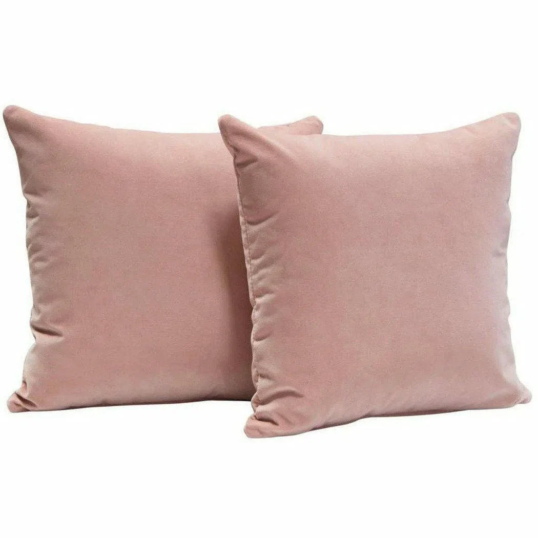 Set of 2 16" Square Accent Pillows in Blush Pink Velvet Throw Pillows Sideboards and Things  By Diamond Sofa