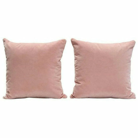 Set of 2 16" Square Accent Pillows in Blush Pink Velvet Throw Pillows Sideboards and Things  By Diamond Sofa