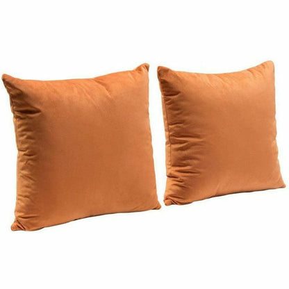 Set of 2 16" Square Accent Pillows in Rust Orange Velvet Throw Pillows Sideboards and Things  By Diamond Sofa