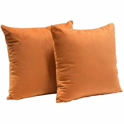 Set of 2 16" Square Accent Pillows in Rust Orange Velvet Throw Pillows Sideboards and Things  By Diamond Sofa