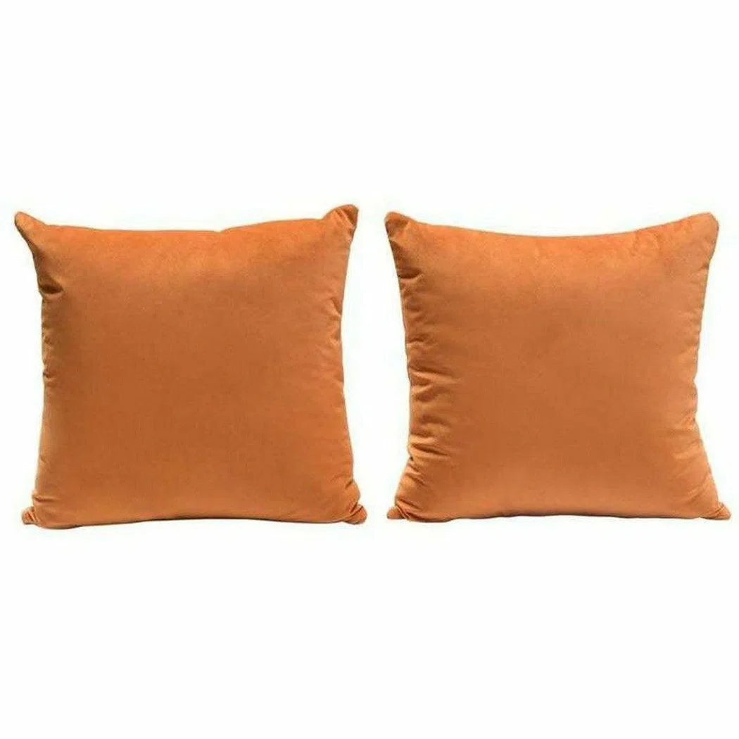 Set of 2 16" Square Accent Pillows in Rust Orange Velvet Throw Pillows Sideboards and Things  By Diamond Sofa