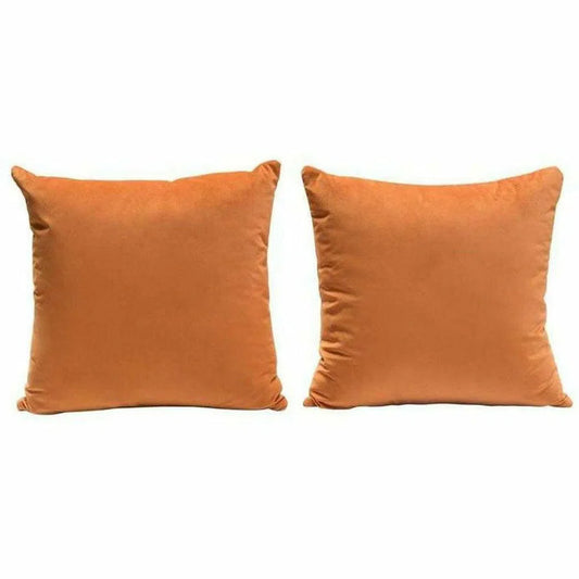 Set of 2 16" Square Accent Pillows in Rust Orange Velvet Throw Pillows Sideboards and Things  By Diamond Sofa