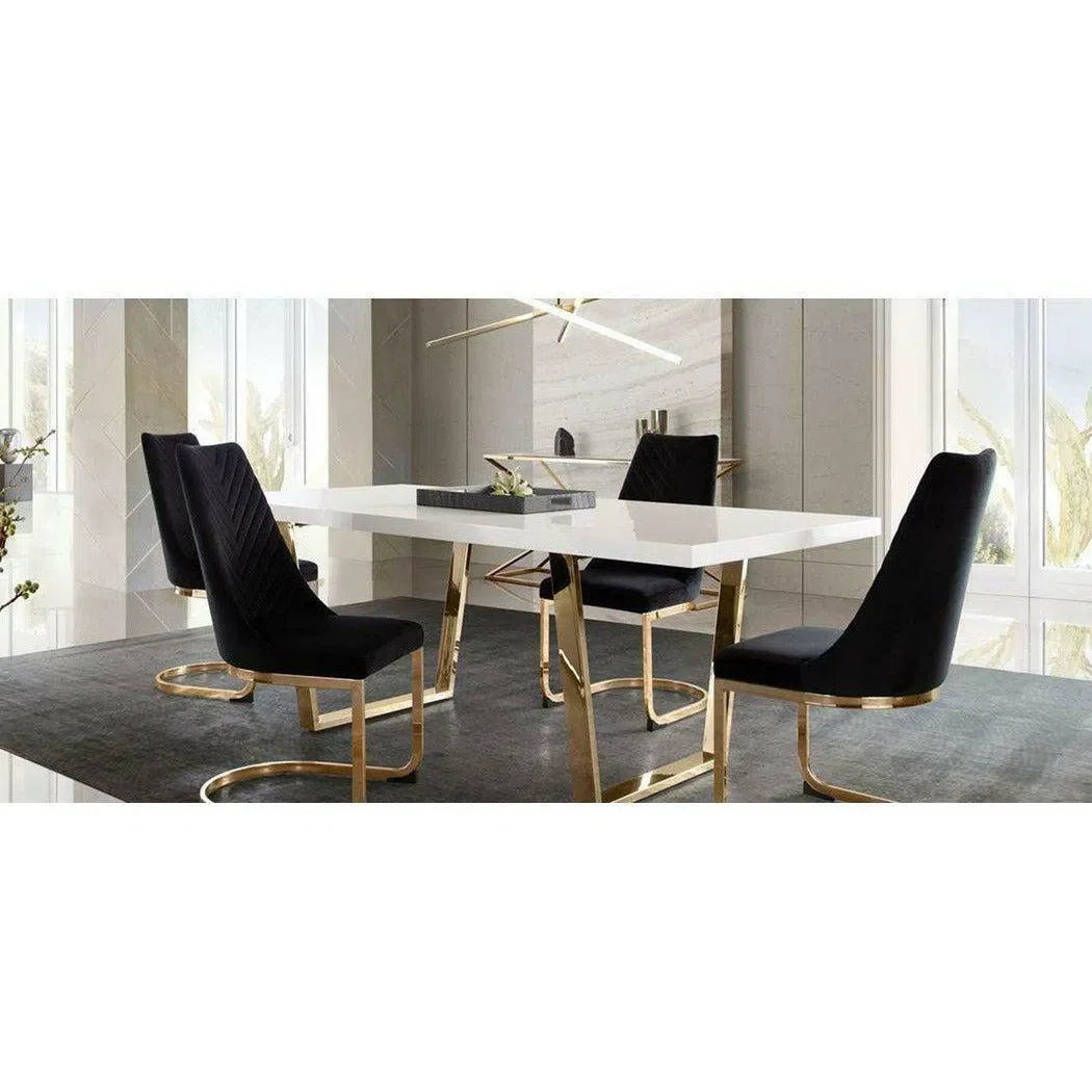 Set of 2 Dining Chairs in Black Velvet with Gold Metal Base Dining Chairs Sideboards and Things  By Diamond Sofa