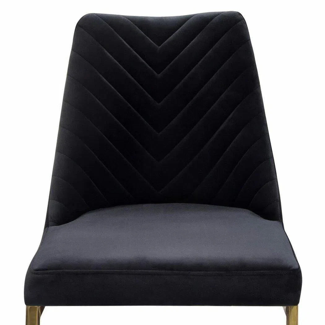 Set of 2 Dining Chairs in Black Velvet with Gold Metal Base Dining Chairs Sideboards and Things  By Diamond Sofa